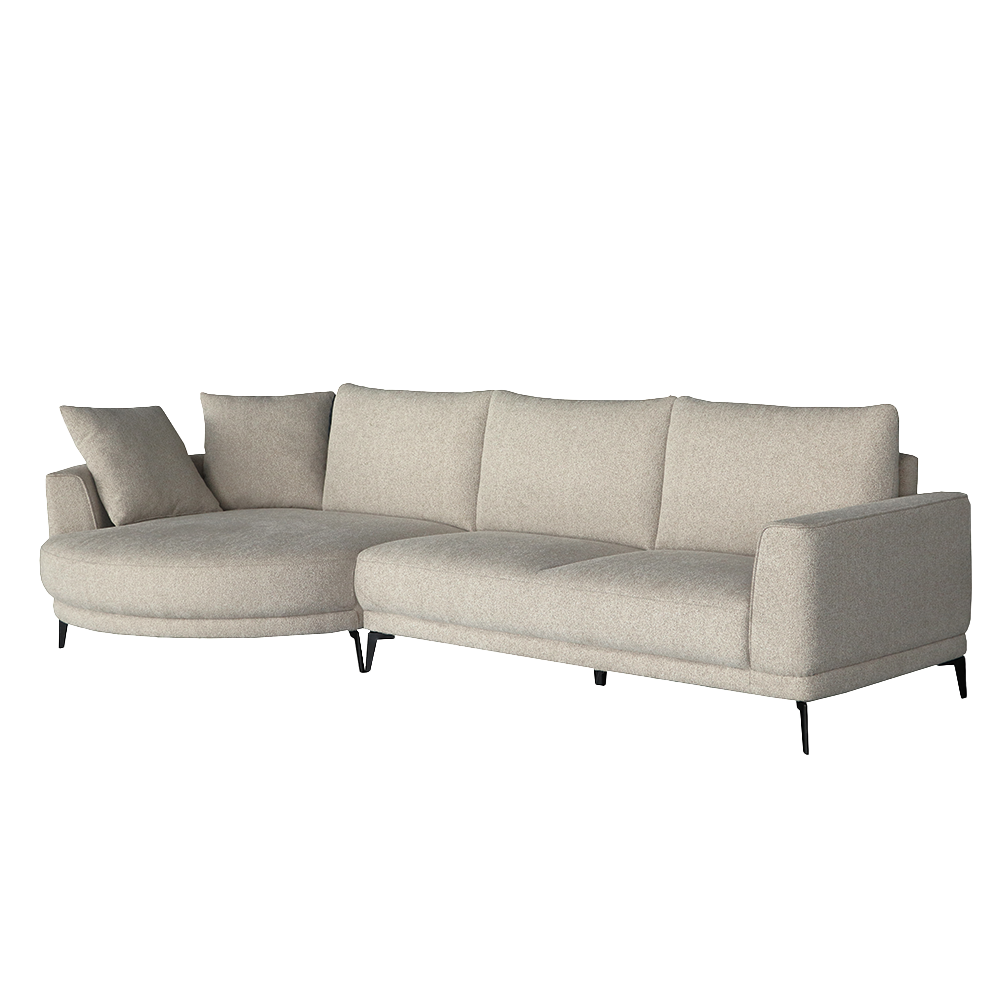 Sofa halbrund, 2,5 Sitzer Sofa Farbe Sand, Breite 323 cm