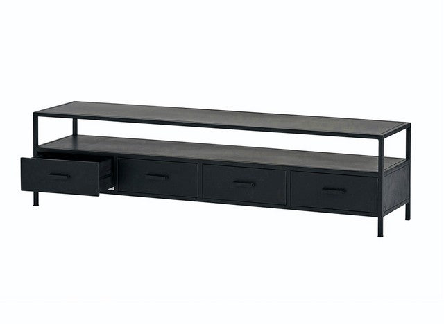 TV Lowbaord schwarz, Fernsehschrank Metall schwarz, TV Regal schwarz, Schrank schwarz Industriedesign,  Breite 175 cm