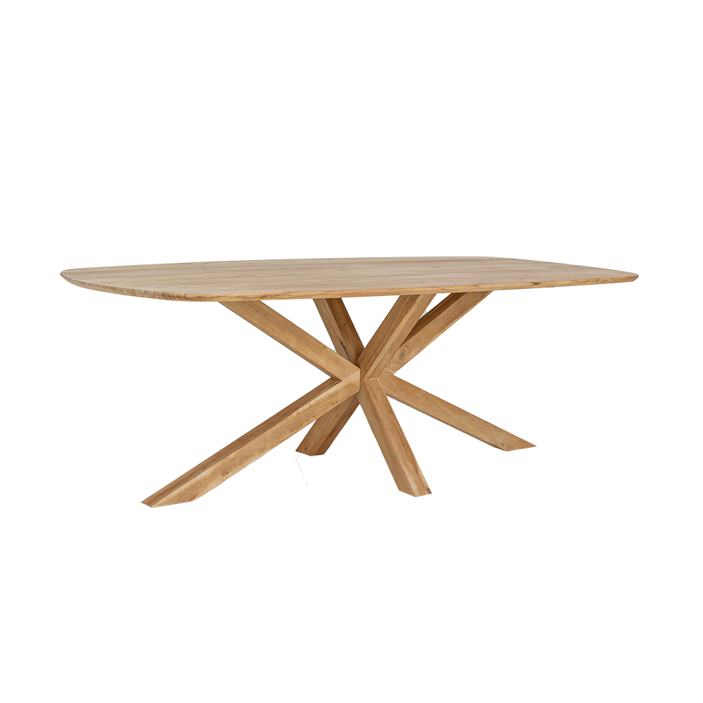 Dining Table Solid Wood Natural Color, Table Wood-Natural, Length 200 cm
