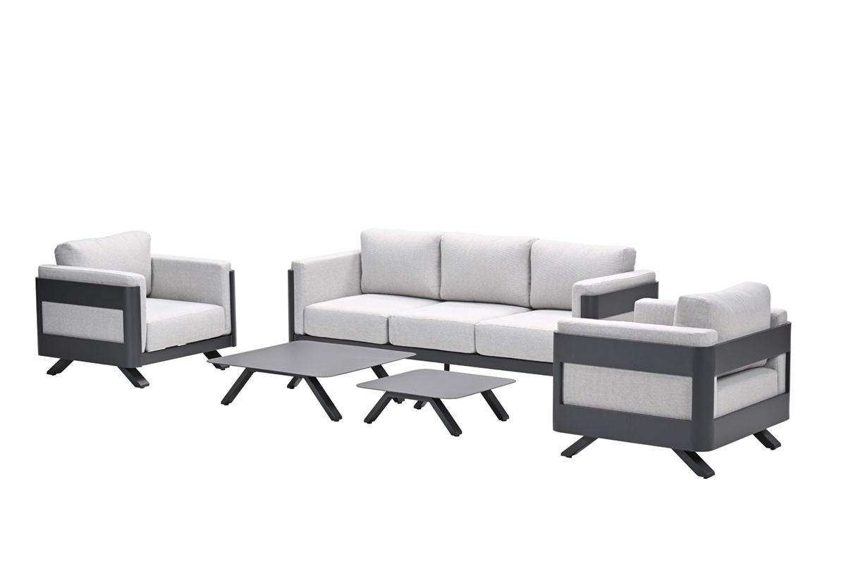 Gartenlounge anthrazit-grau, Gartenmöbel Set 5 teilig, Gartensofa mit Gartensessel