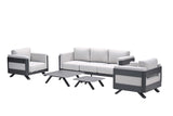 Gartenlounge anthrazit-grau, Gartenmöbel Set 5 teilig, Gartensofa mit Gartensessel