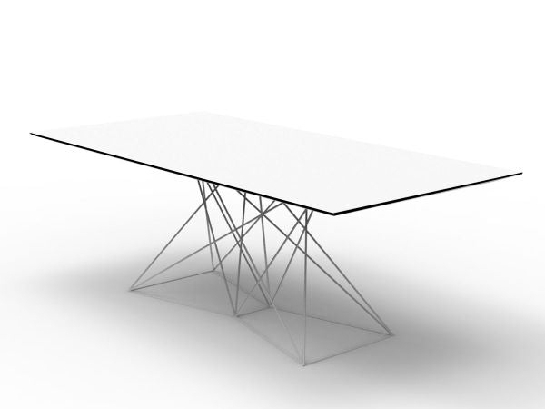 Design Tisch weiß Metall, Esstisch modern weiß, Länge 200 cm