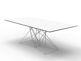 Design Tisch weiß Metall, Esstisch modern weiß, Länge 200 cm