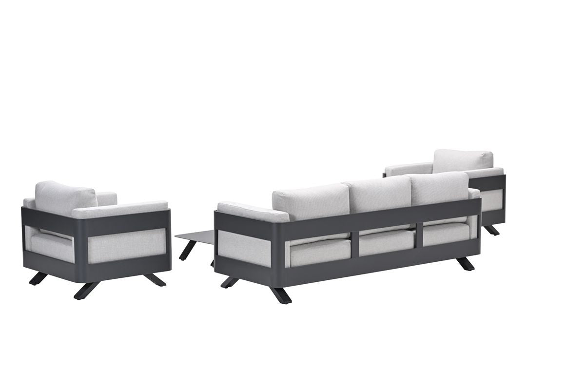 Gartenlounge anthrazit-grau, Gartenmöbel Set 5 teilig, Gartensofa mit Gartensessel
