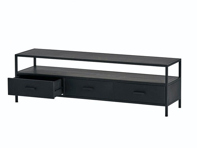 TV Lowbaord schwarz, Fernsehschrank Metall schwarz, TV Regal schwarz, Schrank schwarz Industriedesign,  Breite 150 cm