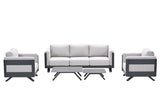Gartenlounge anthrazit-grau, Gartenmöbel Set 5 teilig, Gartensofa mit Gartensessel