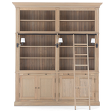 Bücherschrank Eiche mit Beleuchtung, Geschirrschrank Eiche Landhausstil, Schrank mit Beleuchtung Landhaus, Breite 218 cm