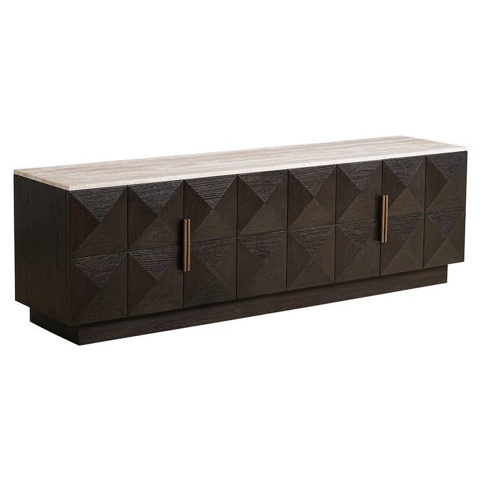 TV Schrank braun, Fernsehschrank braun Eiche furniert, Breite 196 cm