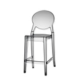 Barstuhl grau transparent Kunststoff, Barhocker grau transparent, Sitzhöhe 65 cm