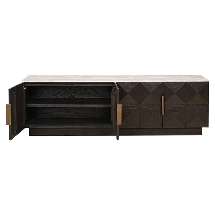 TV Schrank braun, Fernsehschrank braun Eiche furniert, Breite 196 cm