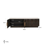 TV Schrank braun, Fernsehschrank braun Eiche furniert, Breite 196 cm
