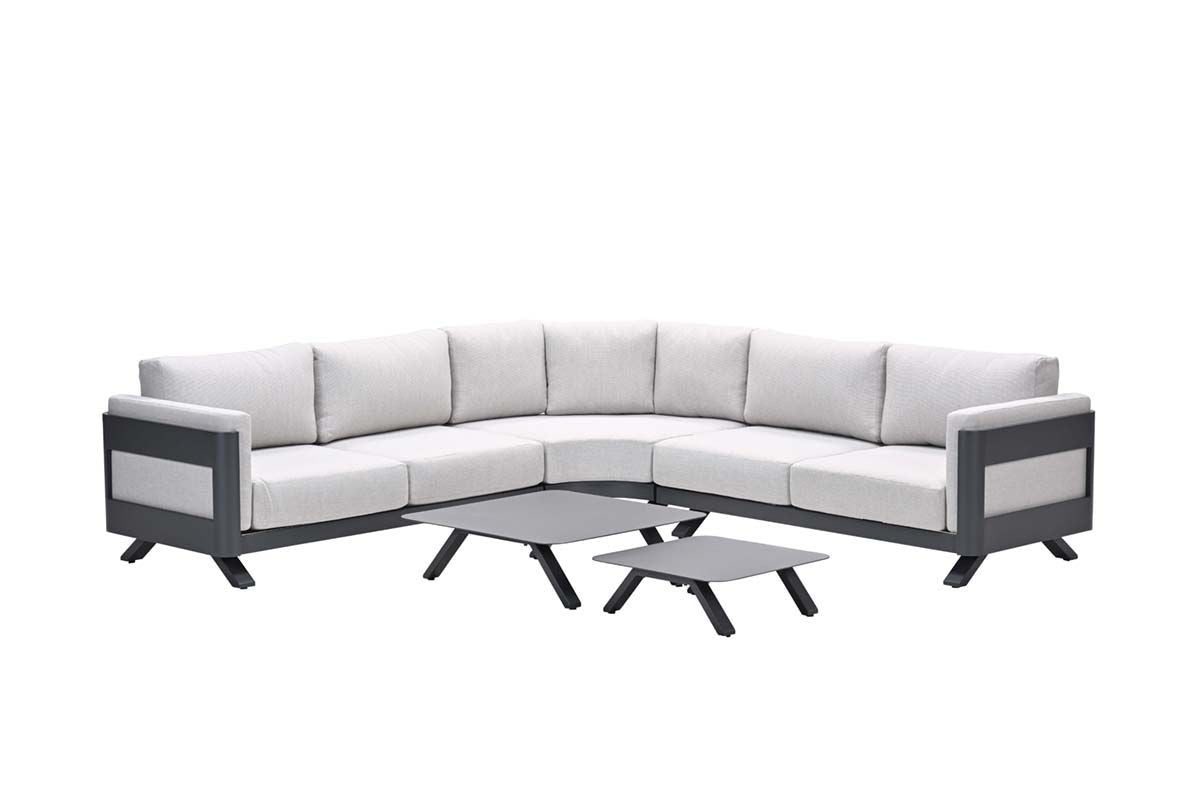 Gartencouchtisch anthrazit Metall, Couchtisch Aluminium anthrazit, Maße 86x86 cm