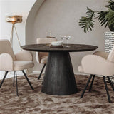 Black round dining table, Round black table, Black-gold dining table, Diameter 150 cm