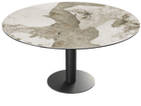 Ausziehtisch beige, Tisch Keramik-Tischplatte, runder Esstisch Keramikplatte, Esstisch taupe rund ausziehbar, Durchmesser 135 cm