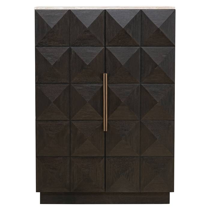 Weinschrank braun, Hochschrank braun Eiche furniert, Höhe 138 cm