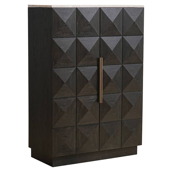Weinschrank braun, Hochschrank braun Eiche furniert, Höhe 138 cm