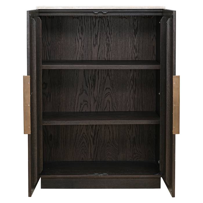 Weinschrank braun, Hochschrank braun Eiche furniert, Höhe 138 cm