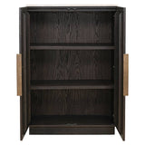 Weinschrank braun, Hochschrank braun Eiche furniert, Höhe 138 cm
