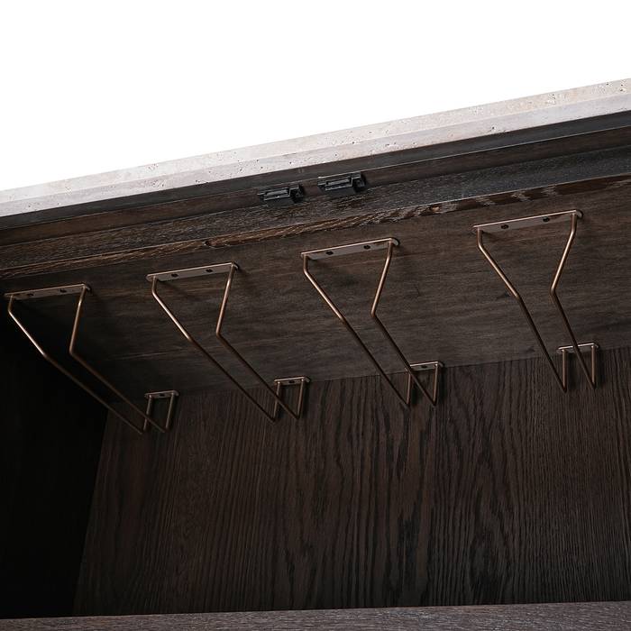 Weinschrank braun, Hochschrank braun Eiche furniert, Höhe 138 cm