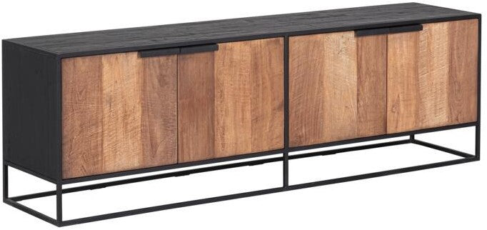 TV Schrank schwarz Naturholz, Fernseheschrank Holz Naturholz,  Breite 180 cm