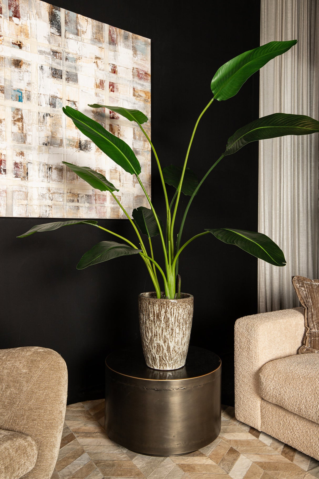 Künstlicher Bananenbaum L,  Deko-Bananenpflanze grün, Kunstpflanze Bananenstaude grün, Höhe 150 cm