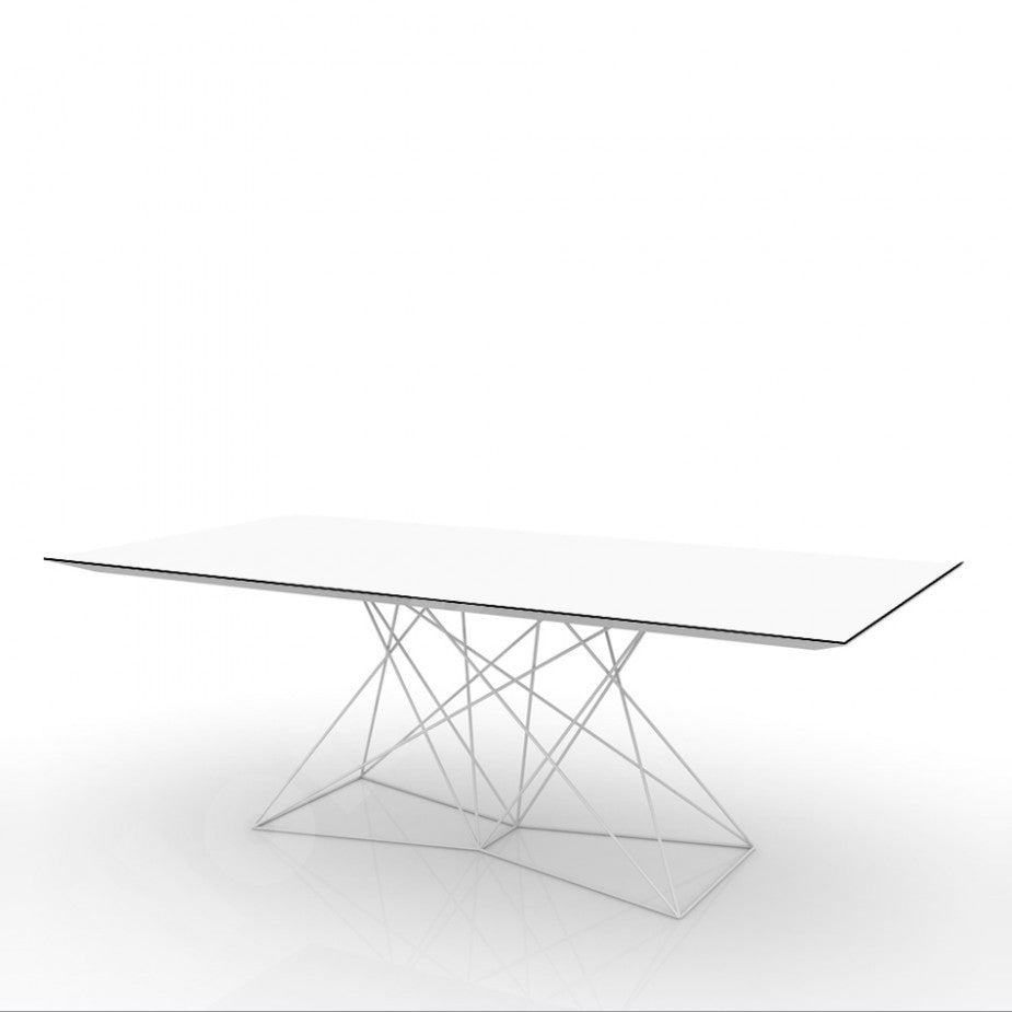 Design Tisch weiß Metall, Esstisch modern weiß, Länge 200 cm