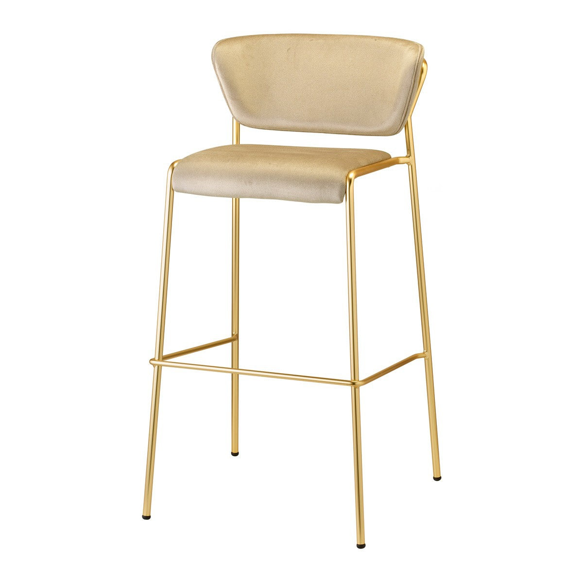 Barstuhl Gold gepolstert, Barstuhl beige stapelbar Gold, Sitzhöhe 76 cm