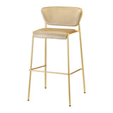 Barstuhl Gold gepolstert, Barstuhl beige stapelbar Gold, Sitzhöhe 76 cm