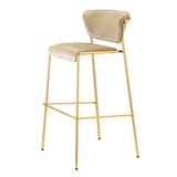 Barstuhl Gold gepolstert, Barstuhl beige stapelbar Gold, Sitzhöhe 76 cm