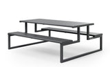 Gruppensitzbank anthrazit, Sitzgruppe Aluminium anthrazit, Picknick Sitzgruppe anthrazit, Gartentisch mit Bank anthrazit, Picknickbank anthrazit, Breite 200 cm