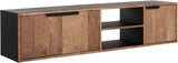 Hängeschrank TV Schrank schwarz Naturholz, Fernseheschrank Holz Naturholz,  Breite 165 cm