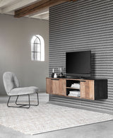 Hängeschrank TV Schrank schwarz Naturholz, Fernseheschrank Holz Naturholz,  Breite 165 cm