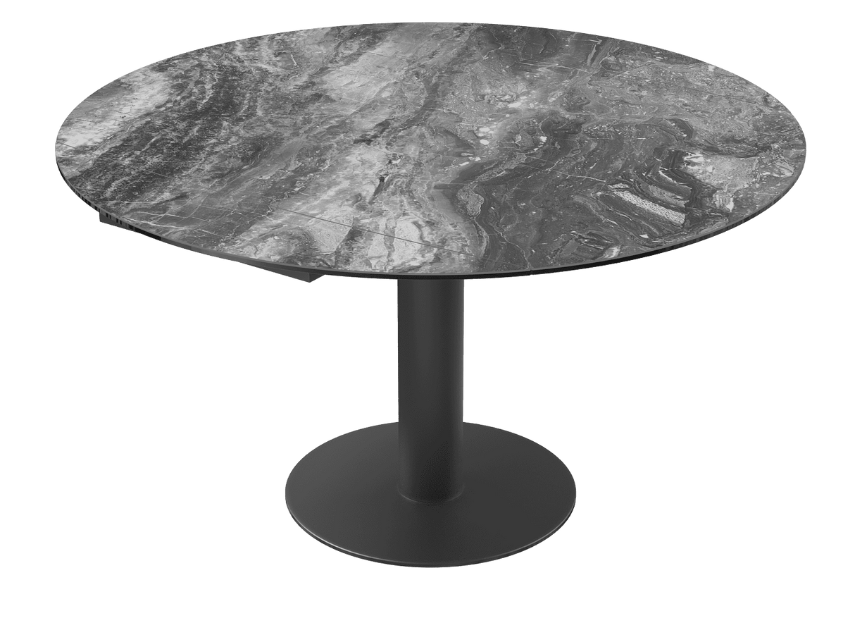 Round table ceramic tabletop, round dining table ceramic top, dining table grey round extendable, diameter 135 cm