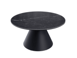 Couchtische anthrazit-grau Marmoroptik Keramik, runder Couchtisch schwarz Keramik, Durchmesser 75 cm