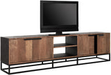 TV Schrank schwarz Naturholz, Fernseheschrank Holz Naturholz, TV Regal Metall-Gestell,  Breite 205 cm