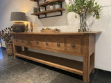 Konsole Teakholz Naturholz, Wandtisch Holz mit Schubladen, Breite 250 cm
