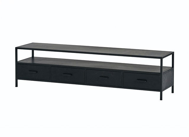 TV Lowbaord schwarz, Fernsehschrank Metall schwarz, TV Regal schwarz, Schrank schwarz Industriedesign,  Breite 175 cm