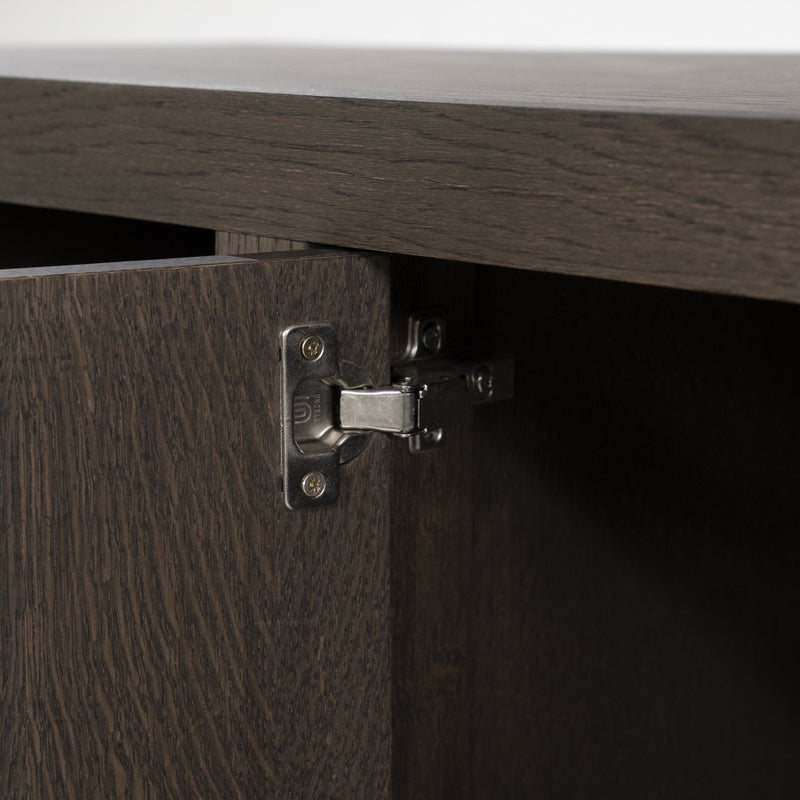 Wohnzimmerschrank braun Eiche furniert, Bücherregal braun Eiche furniert, Schrank braun Holz,  Breite 120 cm