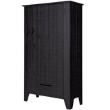 Schrank schwarz Massivholz, Mehrzweckschrank schwarz, Breite 85 cm