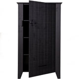 Schrank schwarz Massivholz, Mehrzweckschrank schwarz, Breite 85 cm