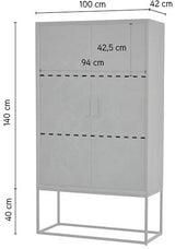 Schrank schwarz, Wohnzimmerschrank schwarz, Kleiderschrank schwarz, Breite 100 cm