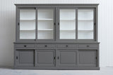 Vitrine grau Landhaus, Geschirrschrank grau-weiß Landhaus, Vitrinenschrank grau Landhausstil, Breite 300 cm