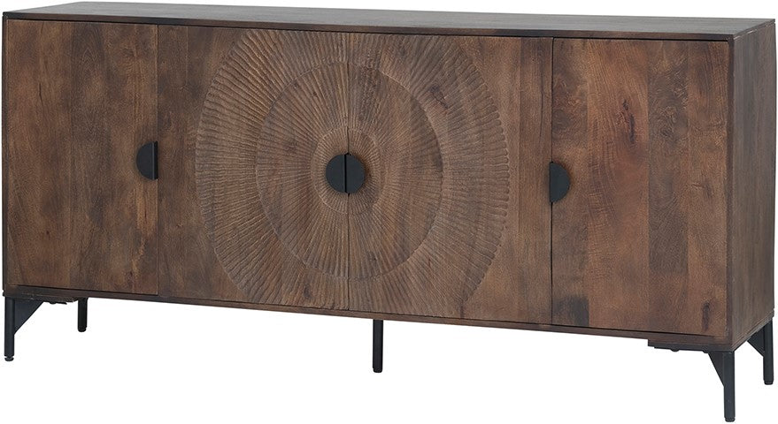 Sideboard braun, Anrichte braun-schwarz, Sideboard Naturbraun, Breite 180 cm