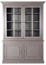 Vitrine grau Landhausstil, Vitrinenschrank grau Landhaus, Geschirrschrank im Landhausstil, Breite 174 cm