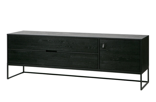 TV Schrank schwarz Metall Gestell, Lowboard schwarz, Sideboard schwarz, Breite 180 cm