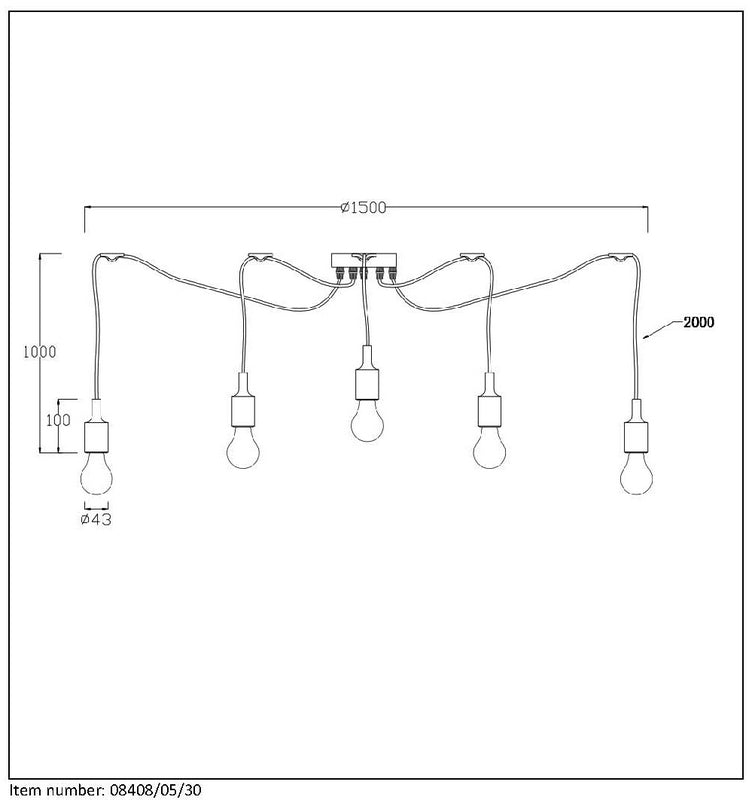 Multikabel-Leuchte schwarz, Pendelleuchte schwarz, Deckenleuchte schwarz