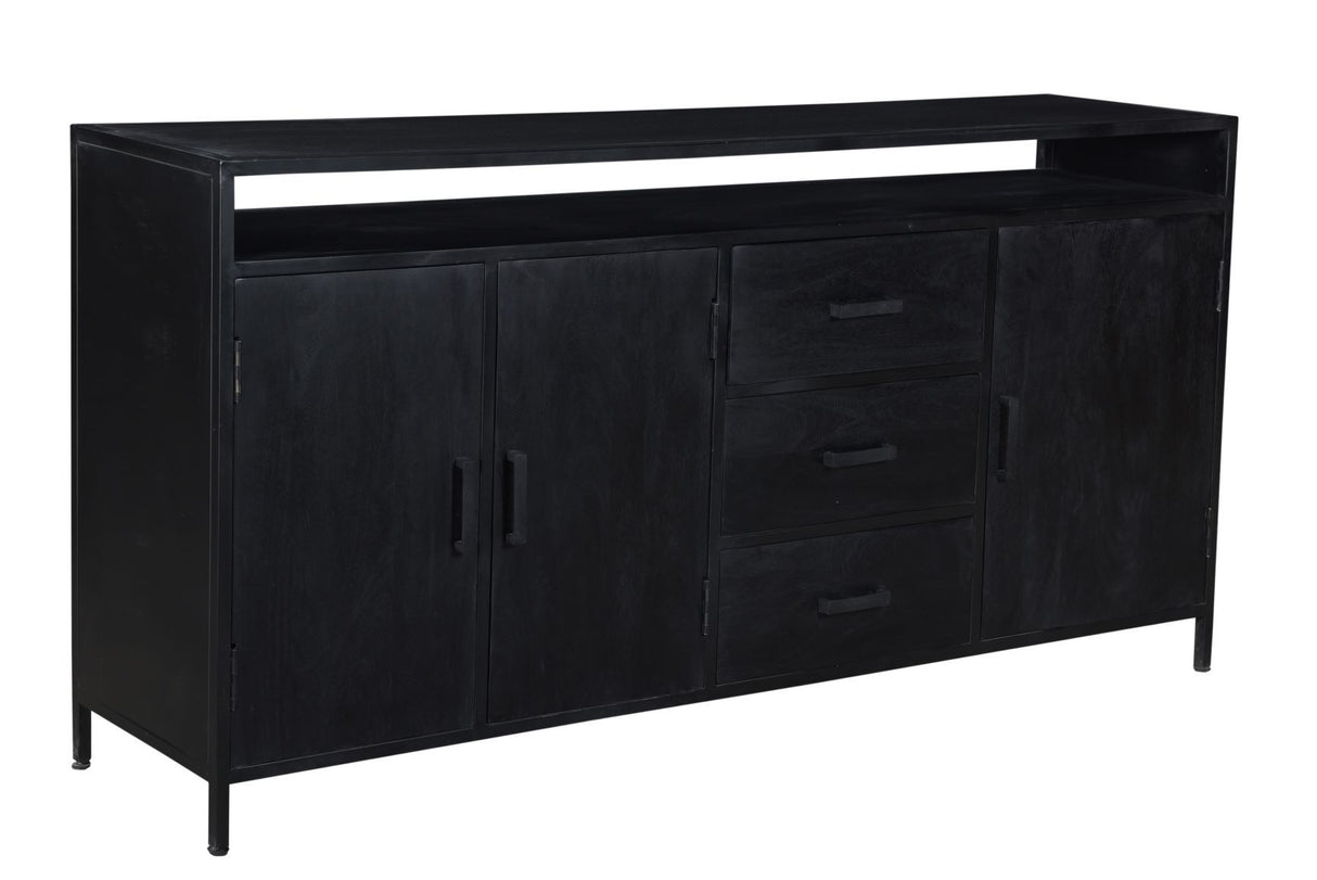 Sideboard schwarz-braun Industriedesign, Anrichte Holz, Breite 180 cm