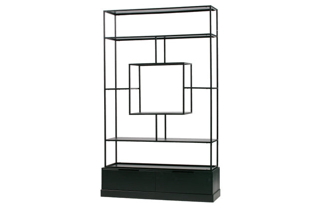 Regal schwarz, Bücherregal schwarz Metall-Regal schwarz, Breite 126 cm