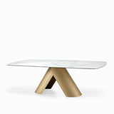 Esstisch Gold-weiß Keramik Tischplatte, Tisch Gold-weiß, Länge 250 cm