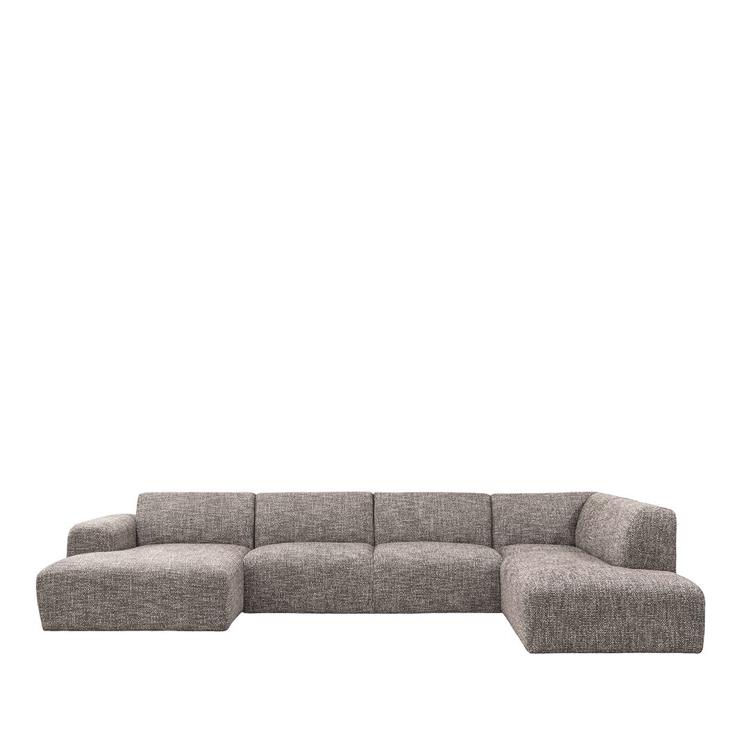 Sofa grün halbrund Natur-Stoff, Sofa modern, Lounge-Sofa grün halbrund, Breite 350 cm